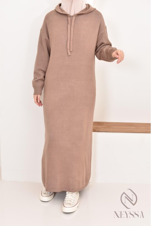 Robe longue sweat en maille tissée idéale pour l'hiver,look sportswear