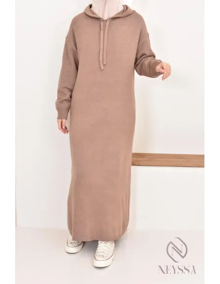 Robe longue sweat en maille tissée idéale pour l'hiver,look sportswear