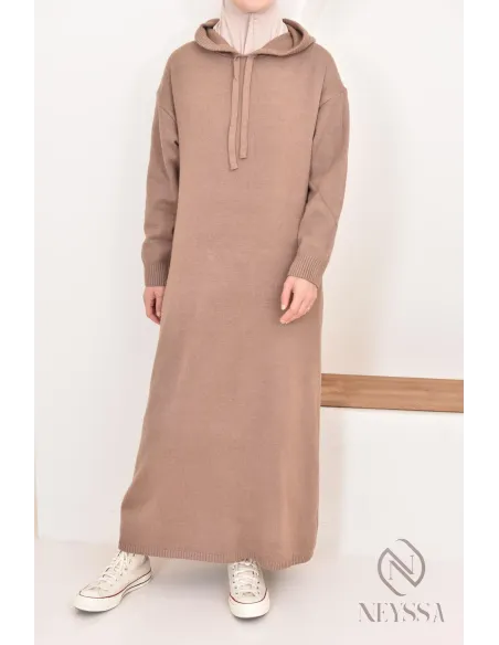 Robe longue sweat en maille tissée idéale pour l'hiver,look sportswear