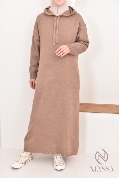 Robe longue sweat en maille tissée idéale pour l'hiver,look sportswear
