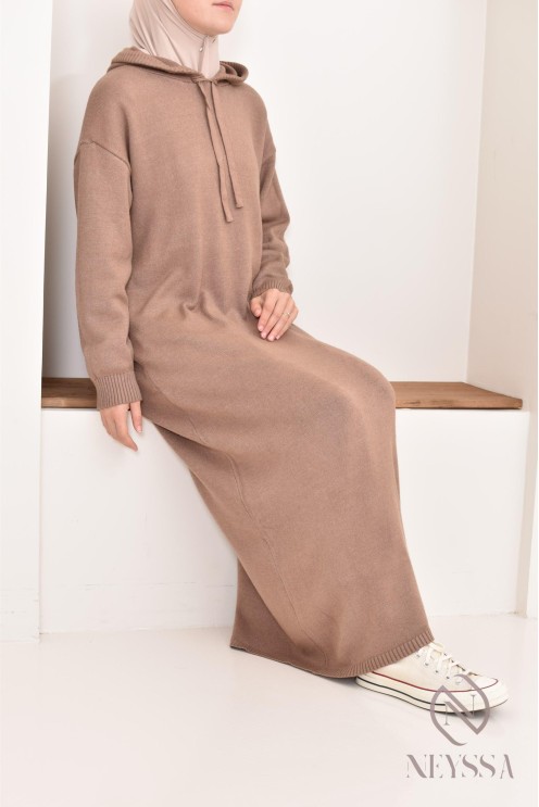 Robe longue sweat en maille tissée idéale pour l'hiver,look sportswear