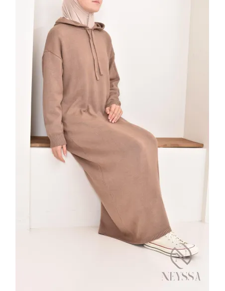 Robe longue sweat en maille tissée idéale pour l'hiver,look sportswear
