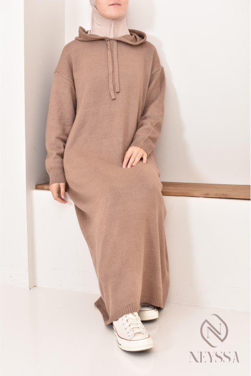 Robe longue sweat en maille tissée idéale pour l'hiver,look sportswear
