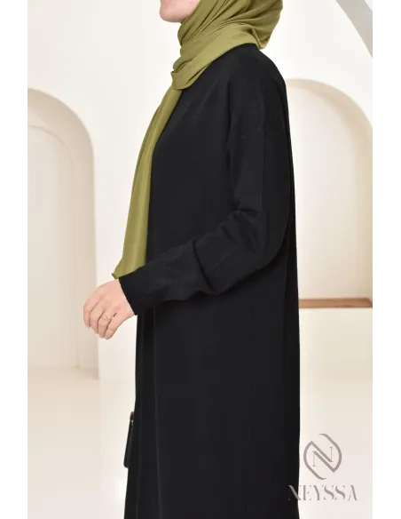 Robe longue femme pour l'hiver en maille douce,col montant pour hijabi