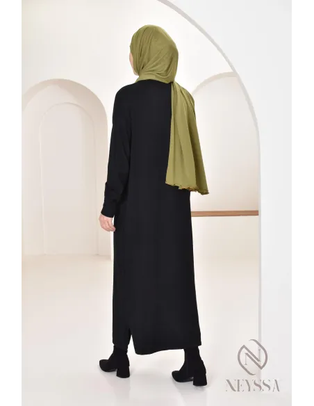 Robe longue femme pour l'hiver en maille douce,col montant pour hijabi