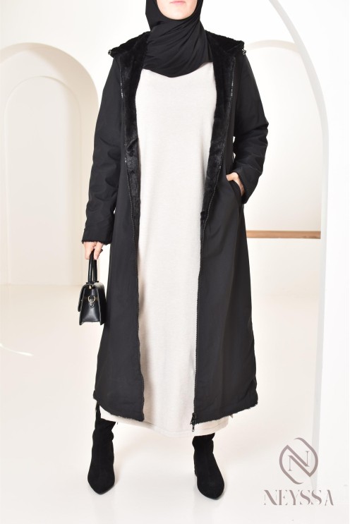 Robe longue femme pour l'hiver en maille douce,col montant pour hijabi