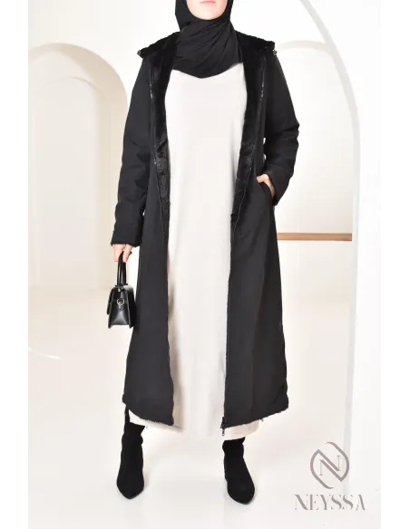 Robe longue femme pour l'hiver en maille douce,col montant pour hijabi