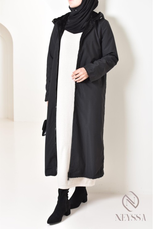 Robe longue femme pour l'hiver en maille douce,col montant pour hijabi