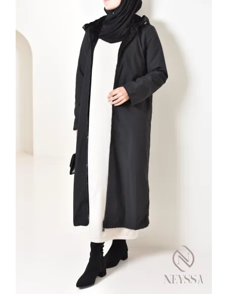 Robe longue femme pour l'hiver en maille douce,col montant pour hijabi