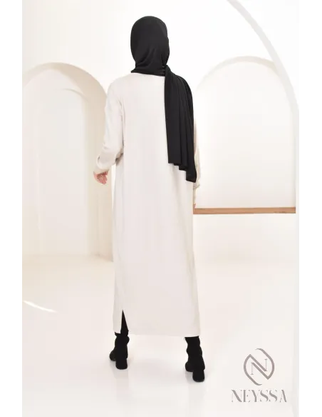 Robe longue femme pour l'hiver en maille douce,col montant pour hijabi
