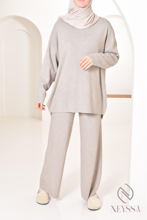 Ensemble pour femme en maille parfait pour l'hiver, tenues hijabi 