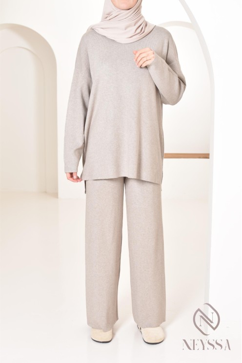 Ensemble pour femme en maille parfait pour l'hiver, tenues hijabi 