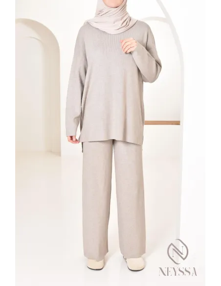 Ensemble pour femme en maille parfait pour l'hiver, tenues hijabi 