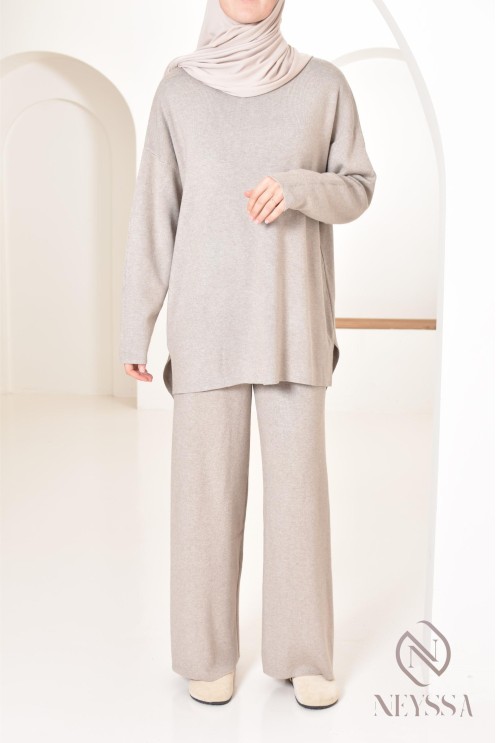 Ensemble pour femme en maille parfait pour l'hiver, tenues hijabi 