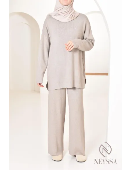 Ensemble pour femme en maille parfait pour l'hiver, tenues hijabi 