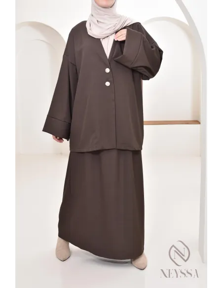 Ensemble tunique jupe longue moderne et modeste, idéal femme hijabi