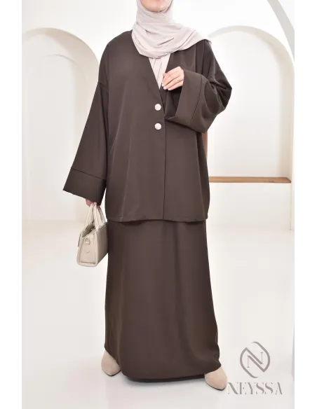Ensemble tunique jupe longue moderne et modeste, idéal femme hijabi