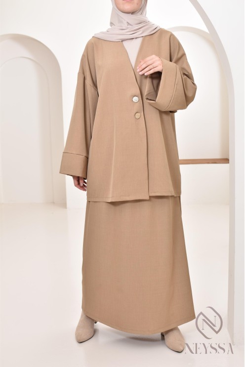 Ensemble tunique jupe longue moderne et modeste, idéal femme hijabi