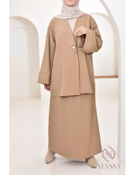 Ensemble tunique jupe longue moderne et modeste, idéal femme hijabi