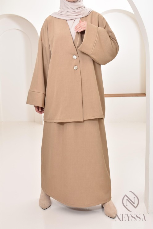 Ensemble tunique jupe longue moderne et modeste, idéal femme hijabi