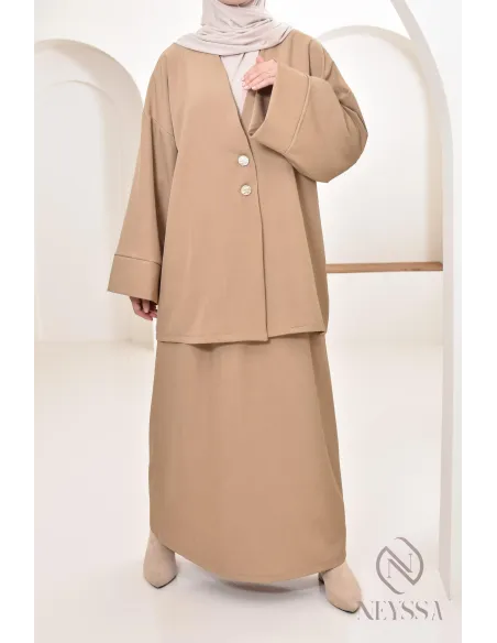 Ensemble tunique jupe longue moderne et modeste, idéal femme hijabi