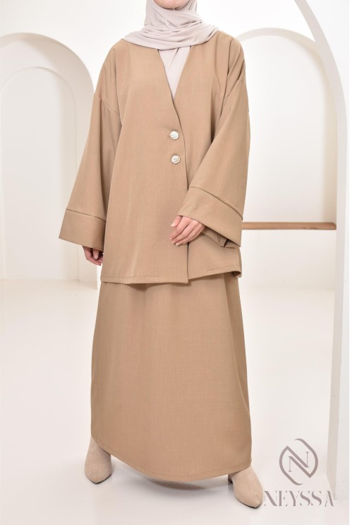 Tunika-Set moderner und bescheidener langer Rock, ideal Hijabi Frau