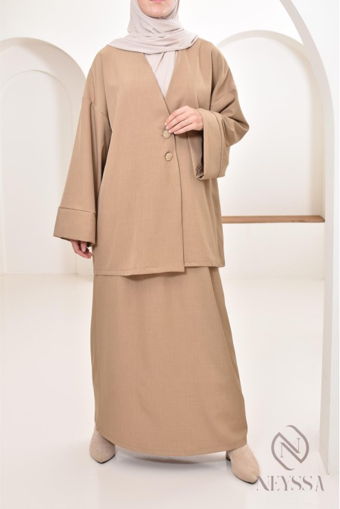 Tunika-Set moderner und bescheidener langer Rock, ideal Hijabi Frau