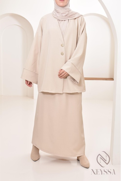 Ensemble tunique jupe longue moderne et modeste, idéal femme hijabi