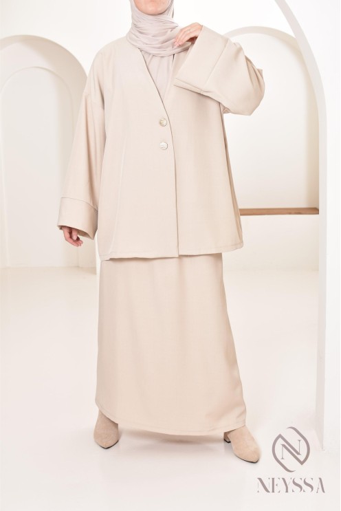 Tunika-Set moderner und bescheidener langer Rock, ideal Hijabi Frau