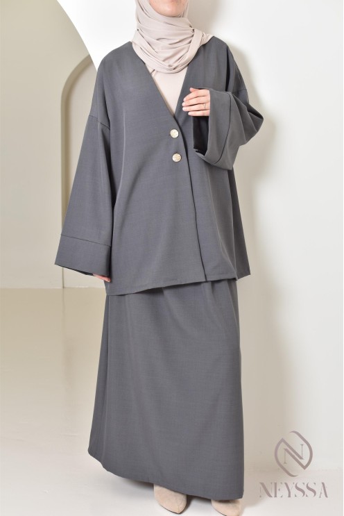 Ensemble tunique jupe longue moderne et modeste, idéal femme hijabi
