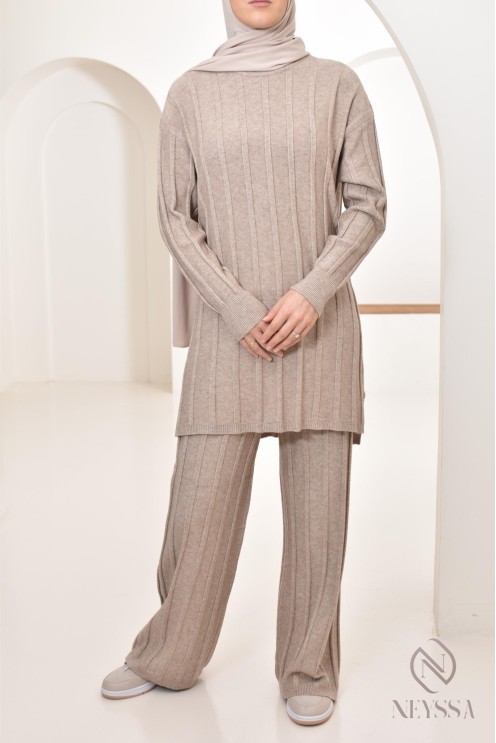 Ensemble femme voilée tunique longue avec pantalon large