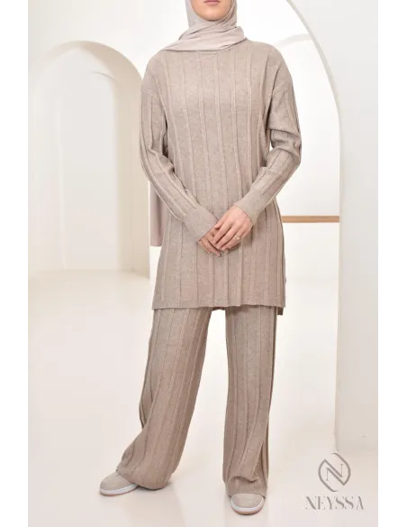 Ensemble femme voilée tunique longue avec pantalon large