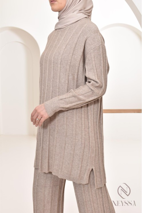 Ensemble femme voilée tunique longue avec pantalon large