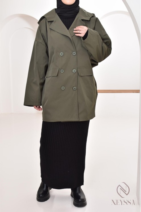 Damenparka mit integrierter Kapuze in der Farbe Khaki