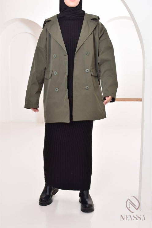 Damenparka mit integrierter Kapuze in der Farbe Khaki