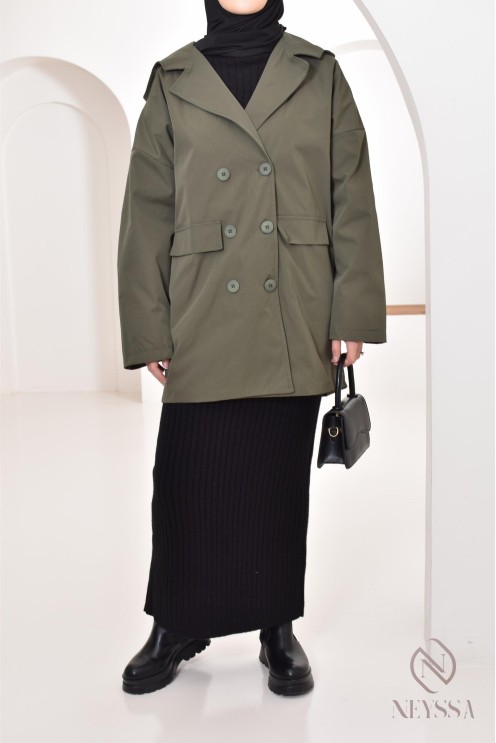 Damenparka mit integrierter Kapuze in der Farbe Khaki