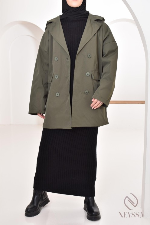 Damenparka mit integrierter Kapuze in der Farbe Khaki