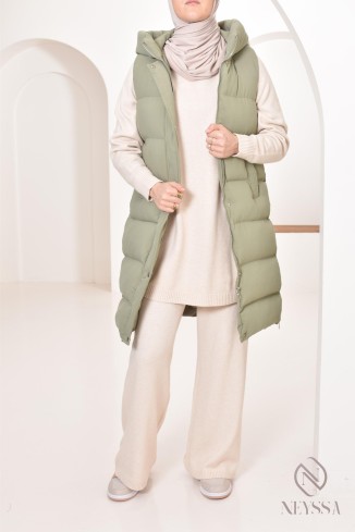Women's khaki sleeveless down jacket, ideal for mid-season 2
