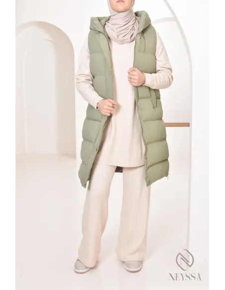 Ärmellose Daunenjacke für Damen in Khaki, ideal für die Übergangszeit