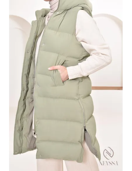 Ärmellose Daunenjacke für Damen in Khaki, ideal für die Übergangszeit