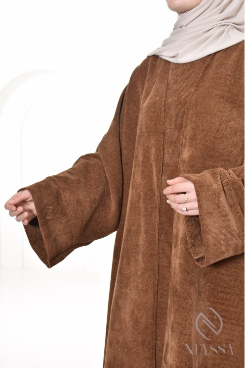 kimono long avec abaya en velours modeste, Neyssa Confection