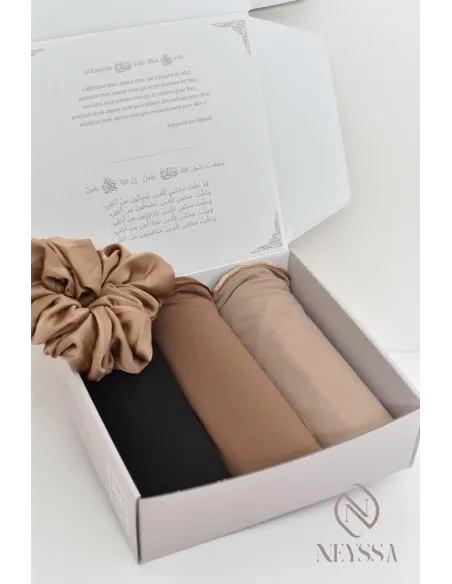 Box hijab femme voilée 3 hijab jersey premium liseré wavy tendance