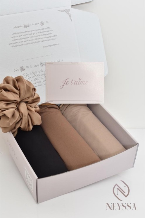 Box hijab femme voilée 3 hijab jersey premium liseré wavy tendance