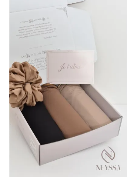 Box hijab femme voilée 3 hijab jersey premium liseré wavy tendance