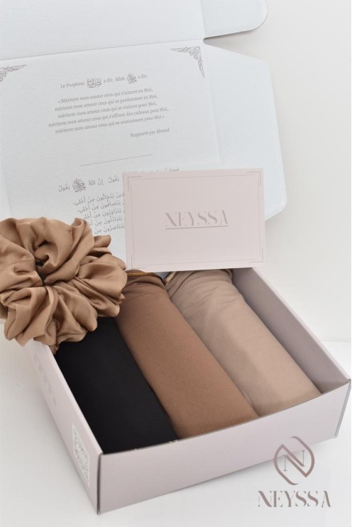 Box hijab femme voilée 3 hijab jersey premium liseré wavy tendance