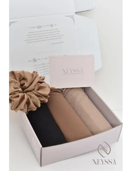 Box hijab femme voilée 3 hijab jersey premium liseré wavy tendance
