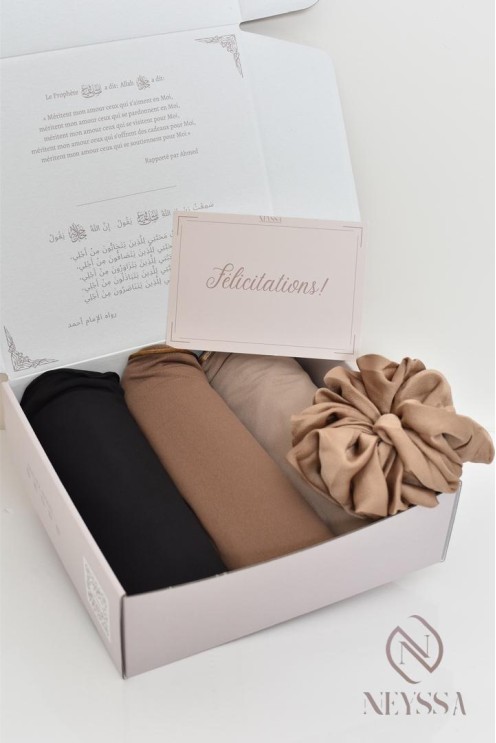 Box hijab femme voilée 3 hijab jersey premium liseré wavy tendance