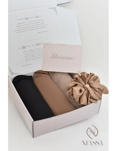 Box hijab femme voilée 3 hijab jersey premium liseré wavy tendance