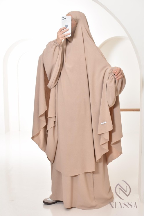 Abaya Khimar extra lang aus Jazz, Neyssa Confection, made in France.
