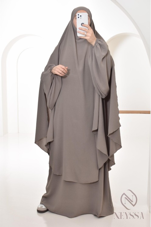 Abaya Khimar extra lang aus Jazz, Neyssa Confection, made in France.